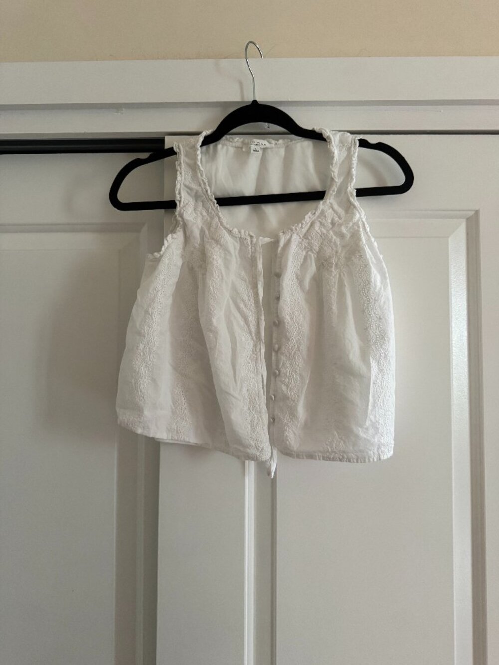 Kirious Los Angeles White Lace Baby Doll Top, Size Large